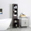 Rangement autoportant pour salle de bain avec tablettes à 3 niveaux et tiroir