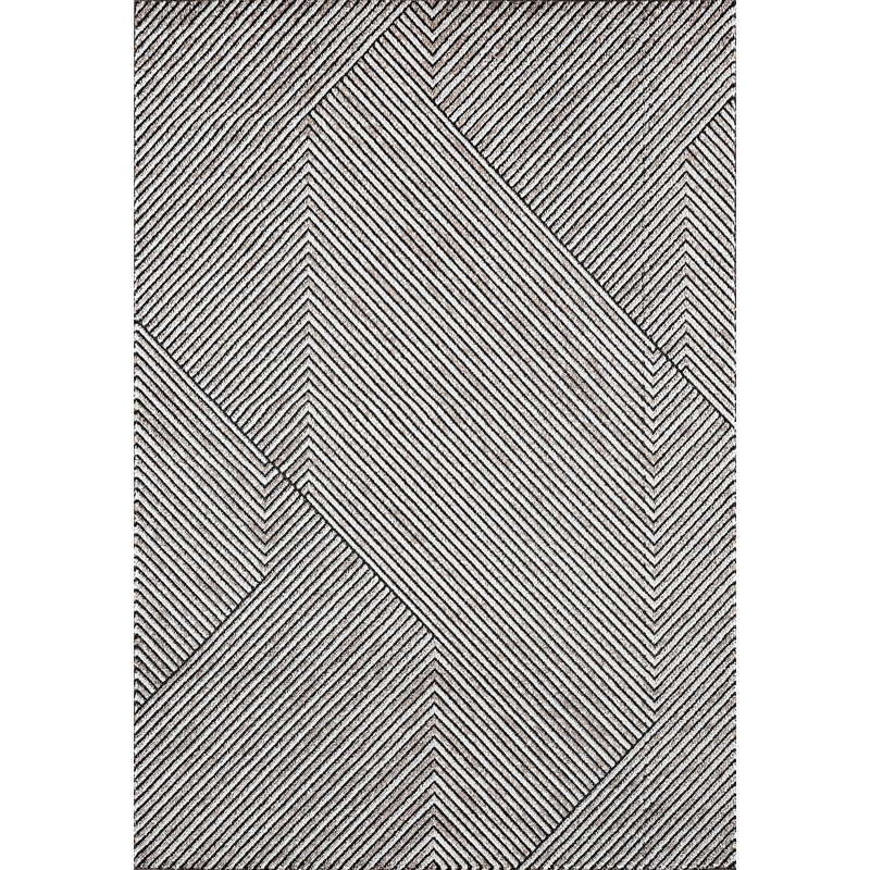 Tapis géométrique ivoire / gris foncé / taupe Roldene, Rectangle 9 pi 2 po x 12 pi 6 po