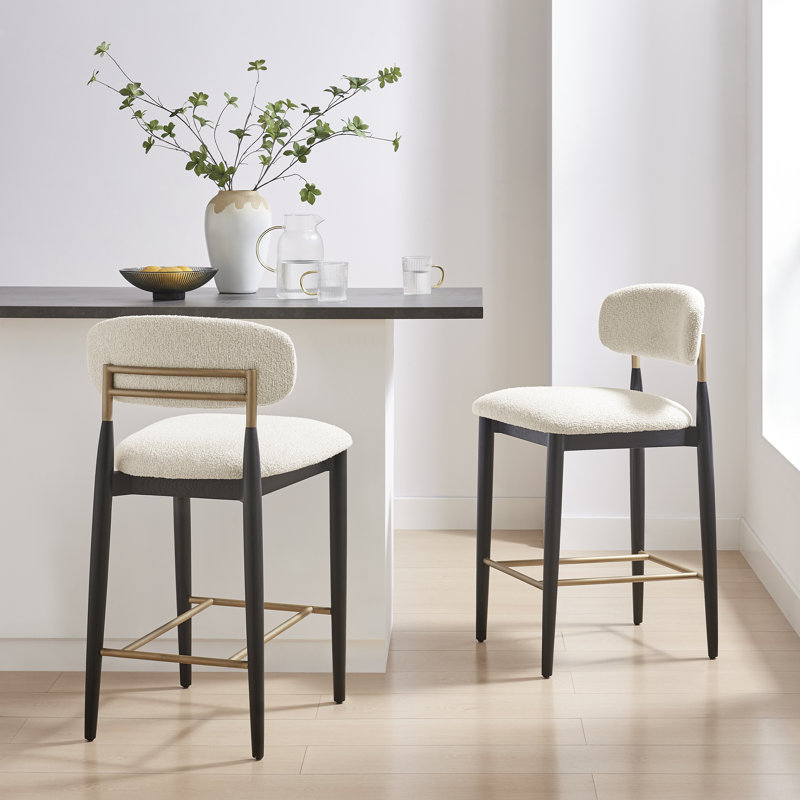 Yeva Fabric Counter Stool, Palladian Beige, Black