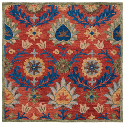 Gulledge Oriental Handmade Tufted Red/Blue/Yellow Area Rug