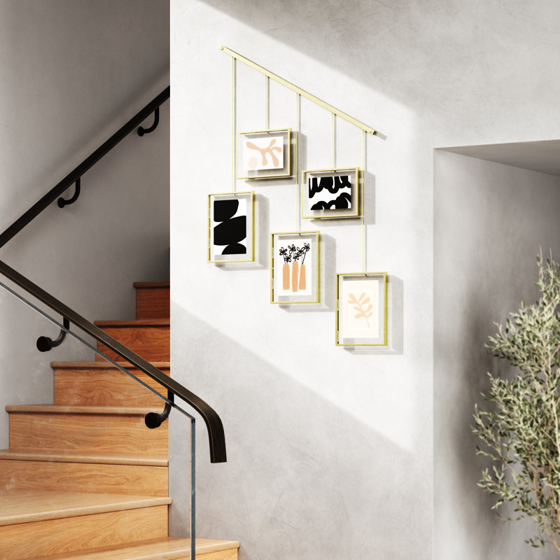 Exhibit Wall Picture Frames, Set of 5, Brass