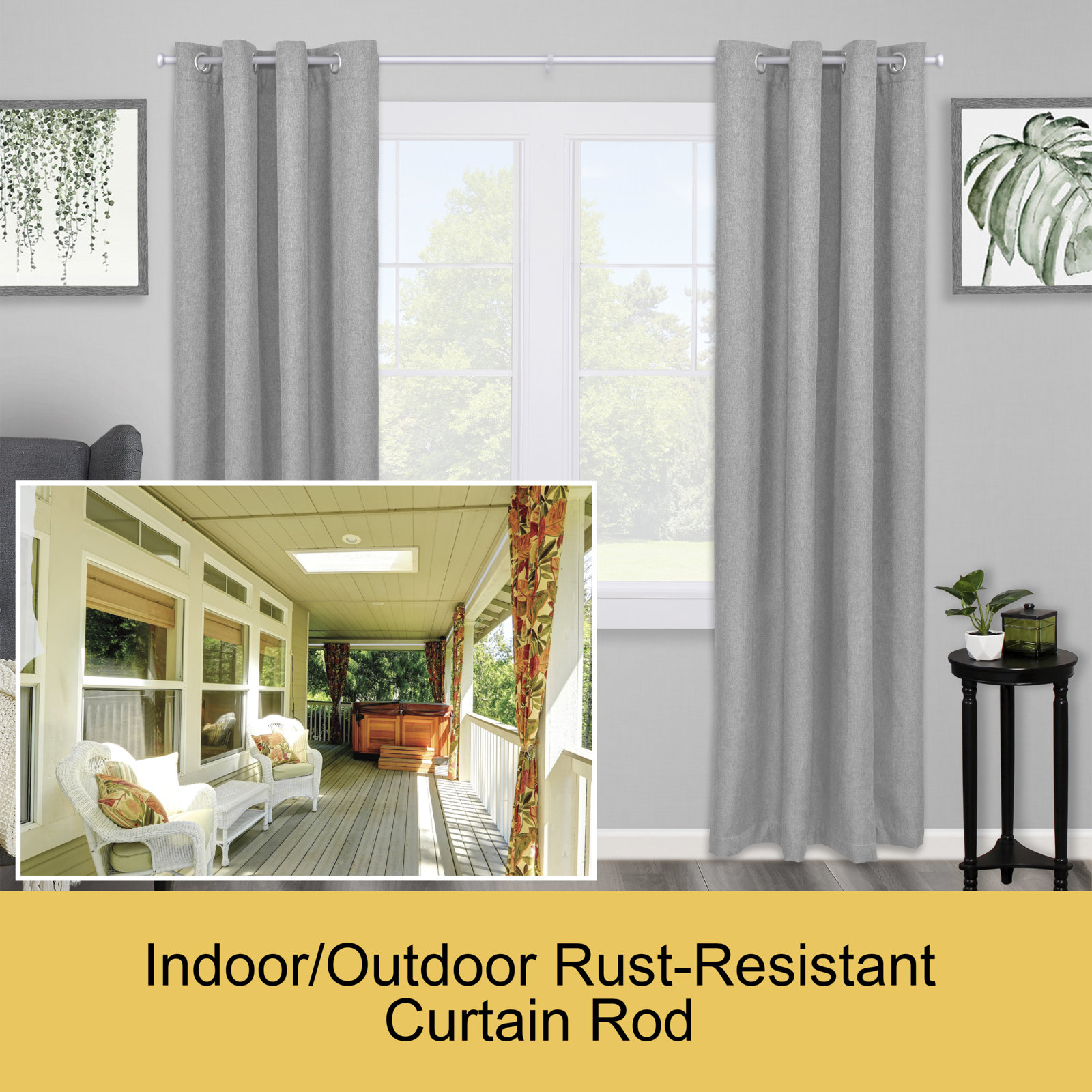 Kincaid 1" Single Curtain Rod, 72" - 144" , Brushed Nickel