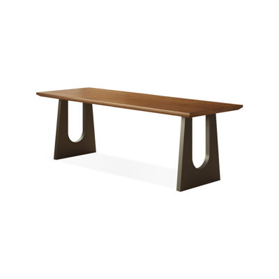 Light-walnut + Black Rectangular Solid Wood + Iron desk