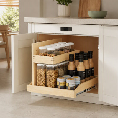 Support de rangement coulissant pour lavabo à double couche de 22,6 po x 21,2 po avec supports en forme de U réglables à fermeture ferme, convenant pour le rangement de la cuisine et de la salle de bain.