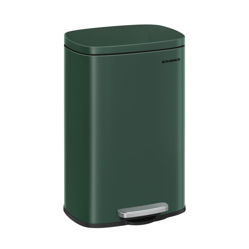 Poubelle à pédale en acier inoxydable résistante aux empreintes digitales avec poignée arrière, Vert rétro, 13 Gal
