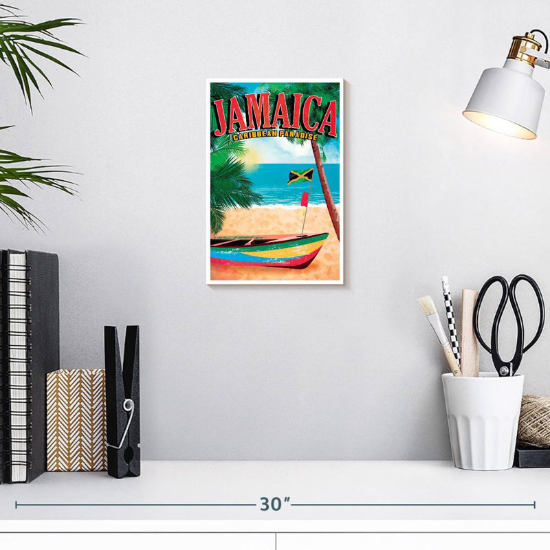 Affiche rétro de la Jamaïque, H 12 po x l 8 po