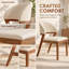 Chaises de salle à manger Aversa de style milieu du siècle, entièrement assemblées, ensemble de 2/4/6, revêtement crème et structure en bois massif-1185434219