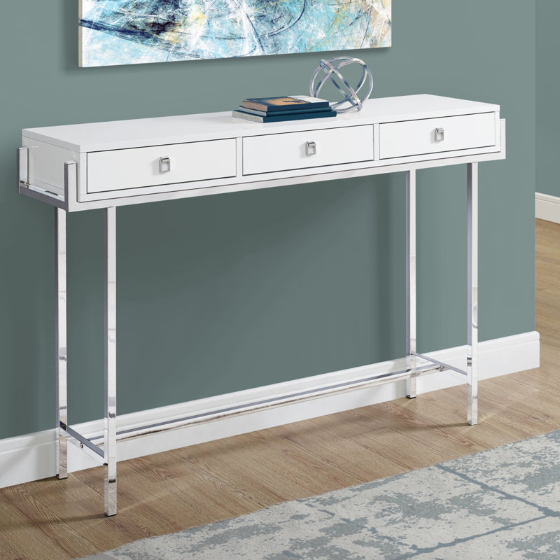 Table d'appoint, console, vestibule, étroit, canapé, tiroir de rangement, salon, chambre à coucher, Blanc