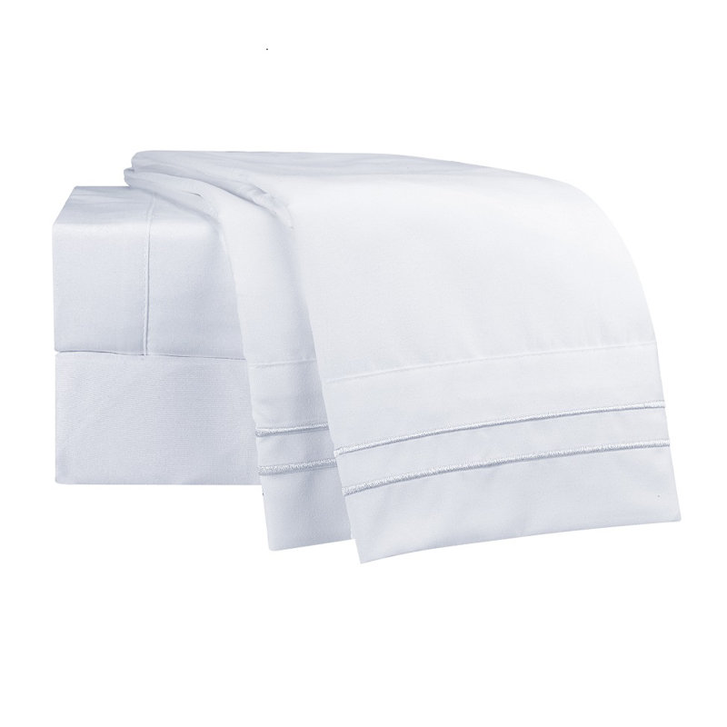 Microfiber Striped Sheet Set, White, Twin Sheet Set + Fitted Sheet + 1 Pillowcase