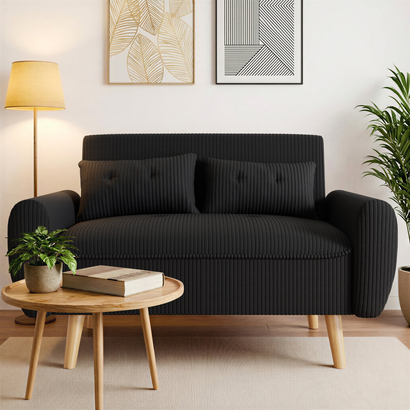 Julizza 49" Upholstered Sofa Loveseat, Black