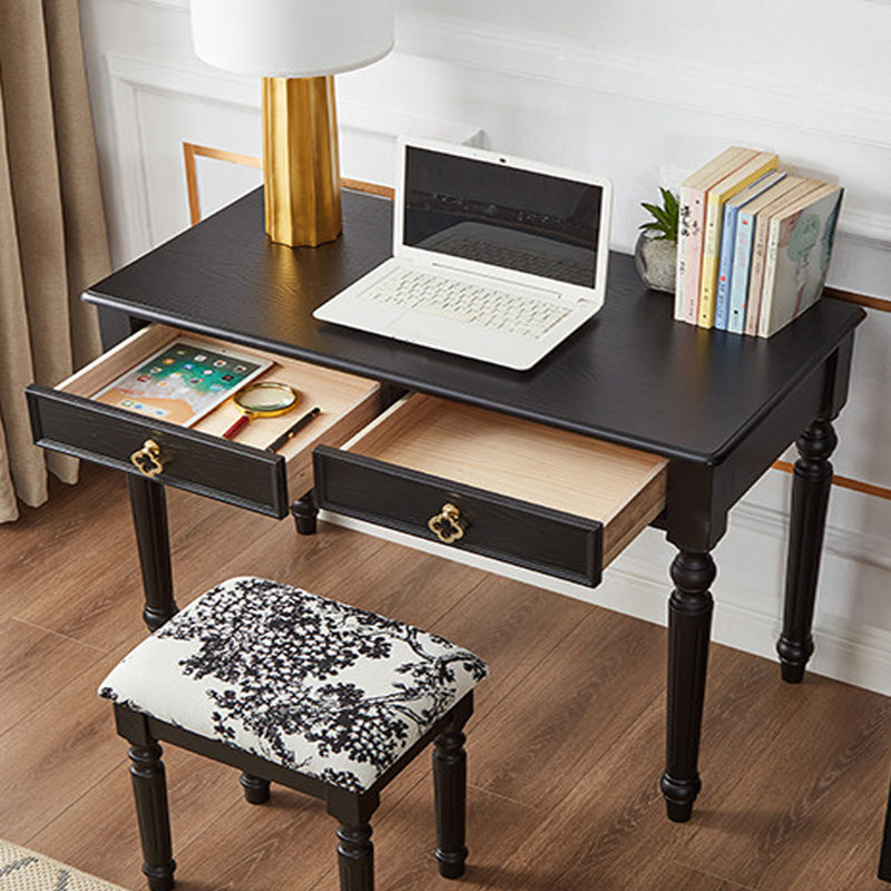 Bureau à 2 tiroirs en bois de frêne de style français, H 29,92 po x l 47,24 po x P 19,68 po