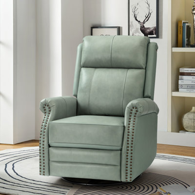Anouschka 30.5" W Top Grain Leather Swivel Glider Recliner