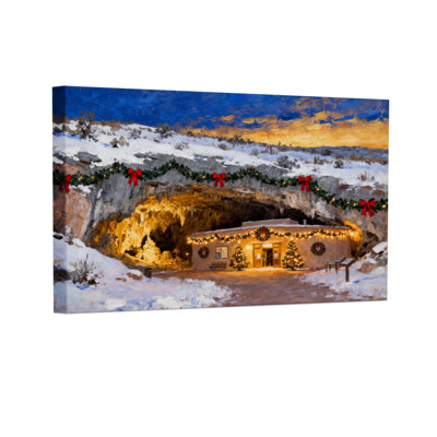 «Christmas Christmas Cave House Snowy Landscape», ensemble de 3 impressions sur toile