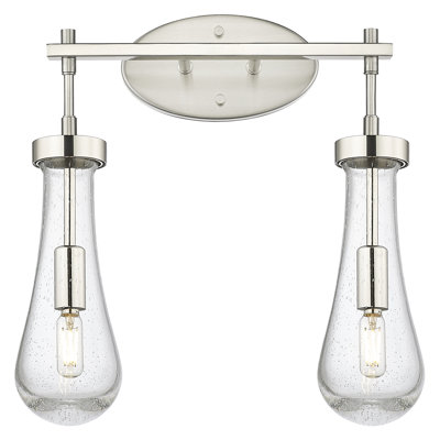Downtown Urban - Edwa - 2 Light 18" Wall-mounted Bath Vanity Light - Satin Nickel Finish - Glass Shade