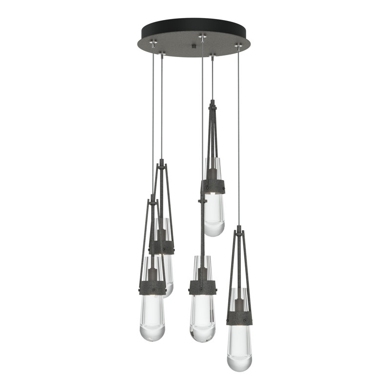 Link 5 - Light Pendant, Standard: 19" to 80", Clear Glass, Natural Iron