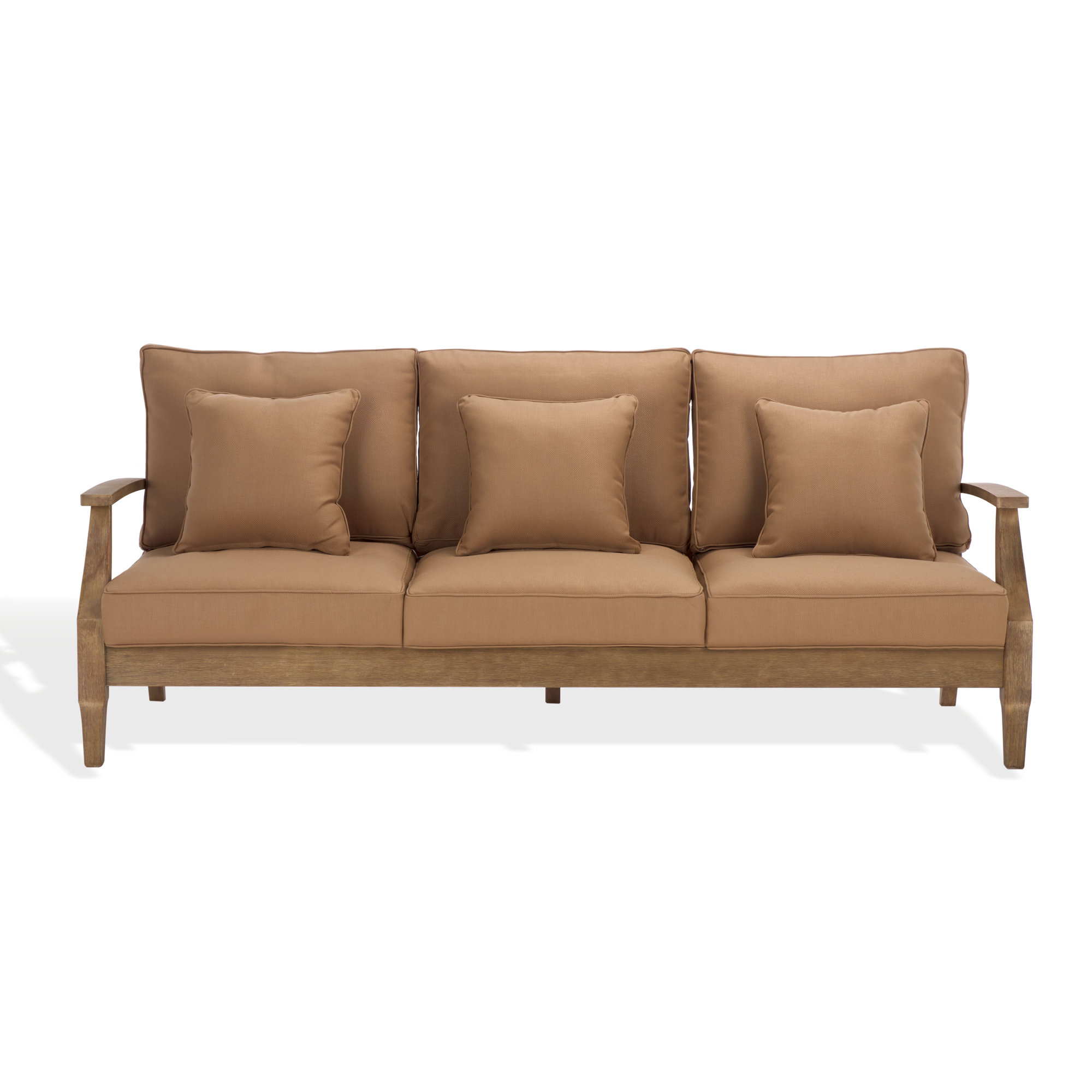 Samya 83'' Wide Outdoor Patio Sofa with Cushions, Natural/Brown