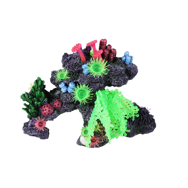 Coral Reef Aquarium Decoration – Arch With Green Silicone Plant – Large