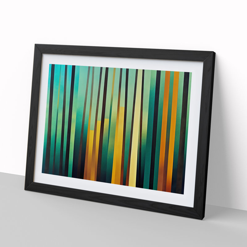 A Vivid Abstract Forest - Single Picture Frame Print, Black Framed, 46cm H x 64cm W x 2cm D