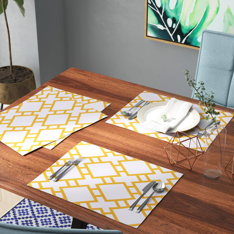 Noxon Polyester Geometric Rectangle Placemat, Yellow