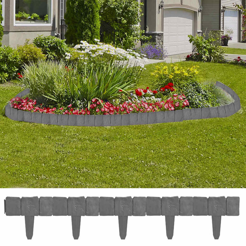 57.15cm H x 63.5cm W Plastic Lawn Edging, Anthracite