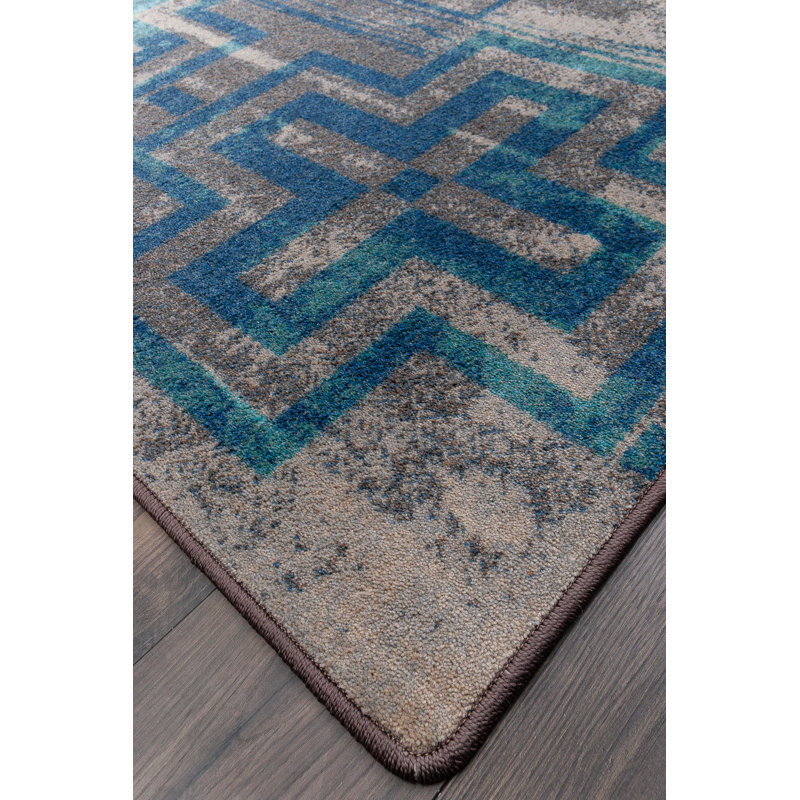 Tapis brun / bleu Wetumka, Rond 8 pi
