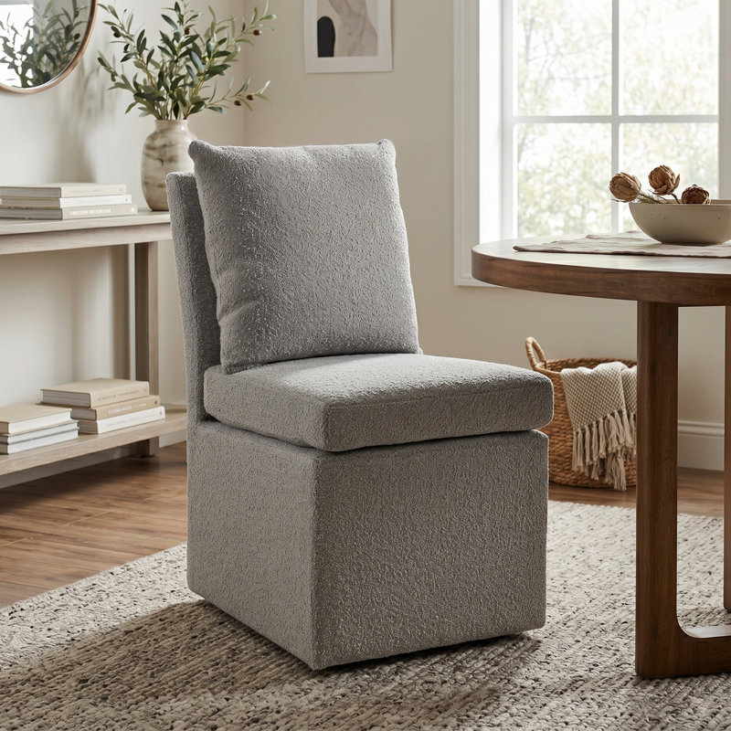 Chaise d'appoint à roulettes Wrentham Burney, Boucle gris