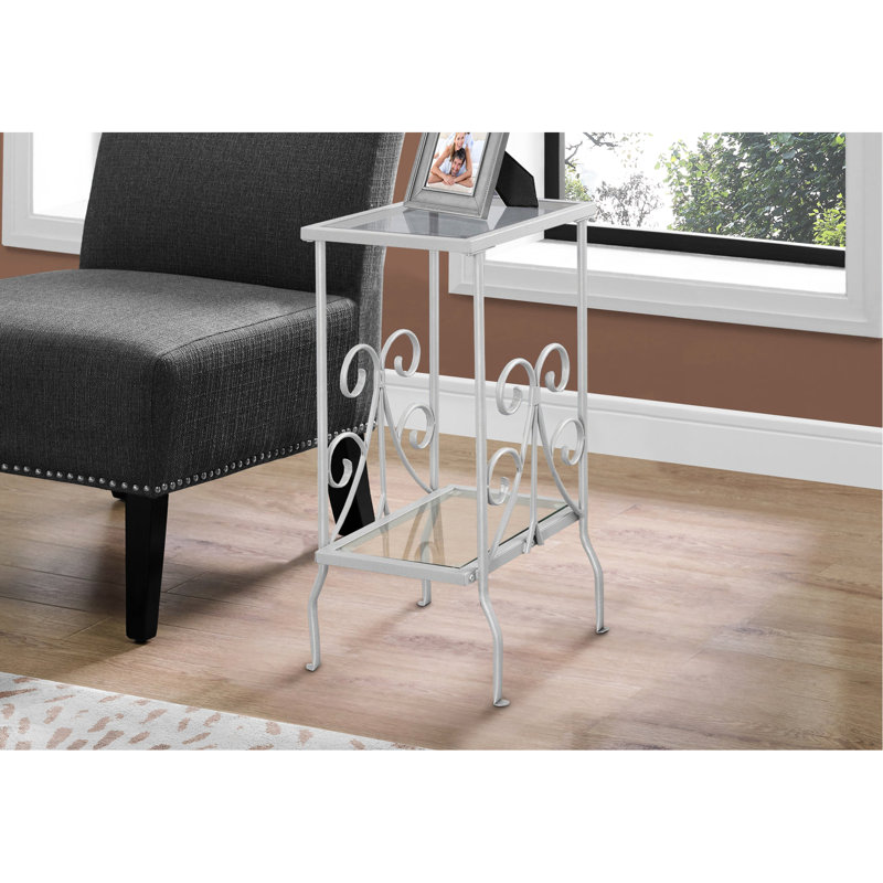Table d'appoint polyvalente avec structure en métal gris - tablettes en verre trempé pour toute pièce de couleur