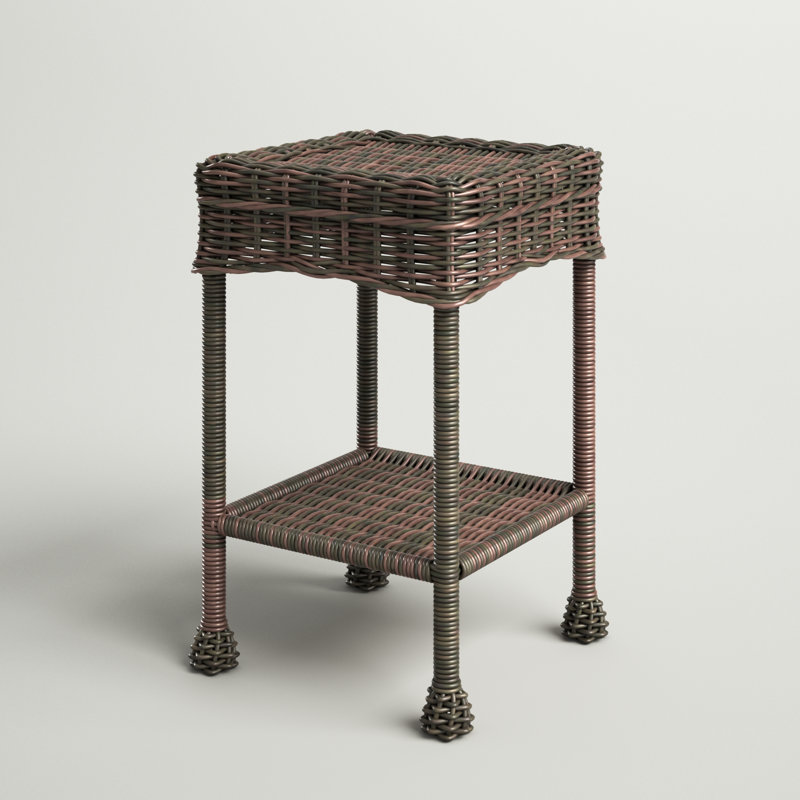 Square Metal Outdoor Side Table , 12'' in. W 12'' in. D, Antique Pecan