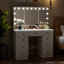 Apiffany Modern 7 Drawers Vanity Table With Lights Mirror