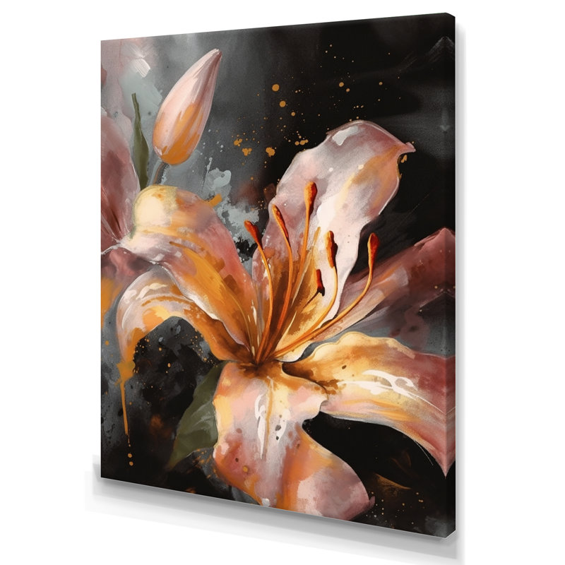 Orange Lily Dreams - décoration murale lis floral, H 20 po x l 12 po, Toile tendue