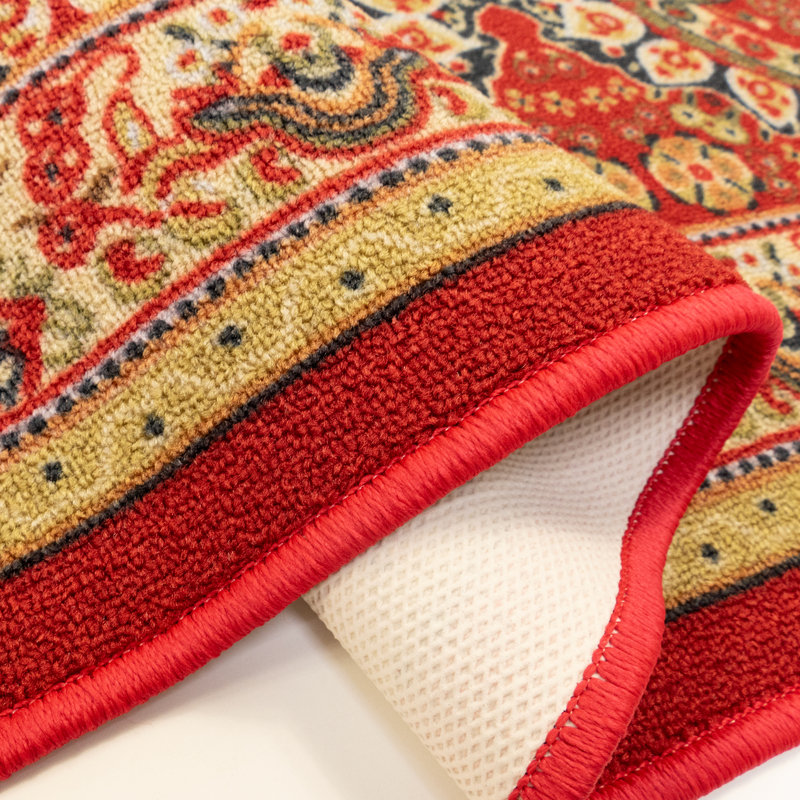 Custom Size Runner Rug Oriental Persian Medallion Red Low Pile Slip Resistant Runner Rugs by Feet, Runner 2'8" x 26'