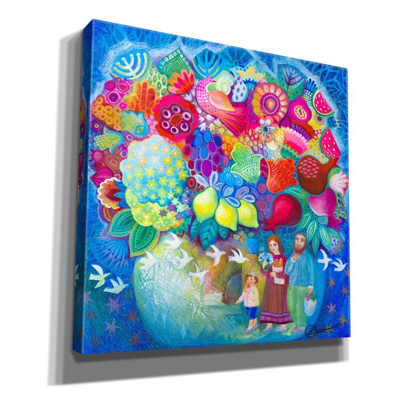 Art floral sur toile, "Flowers from l'Israel" par Oxana Zaika, H 37 po x l 37 po x P 1,5 po