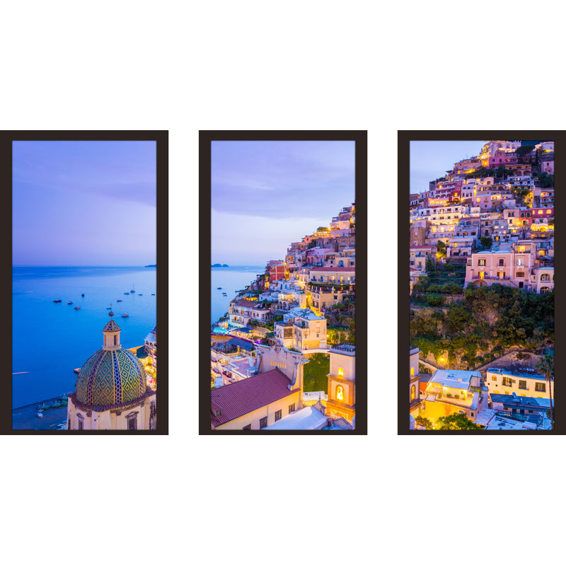 «Positano, Amalfi Coast» - reproduction de photo à multiples images sur plastique, H 33,5 po x l 52,5 po x P 1 po