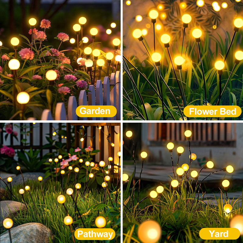 Sunflowers Solar Garden Lights, Firefly Lights Outdoor Waterproof, 8LED Solar Firefly Lights Sway By Wind, Solar Outdoor Lights For Garden Yard Patio Pathway Landscape Decorations,Mother's Day Gift(Set of 2)