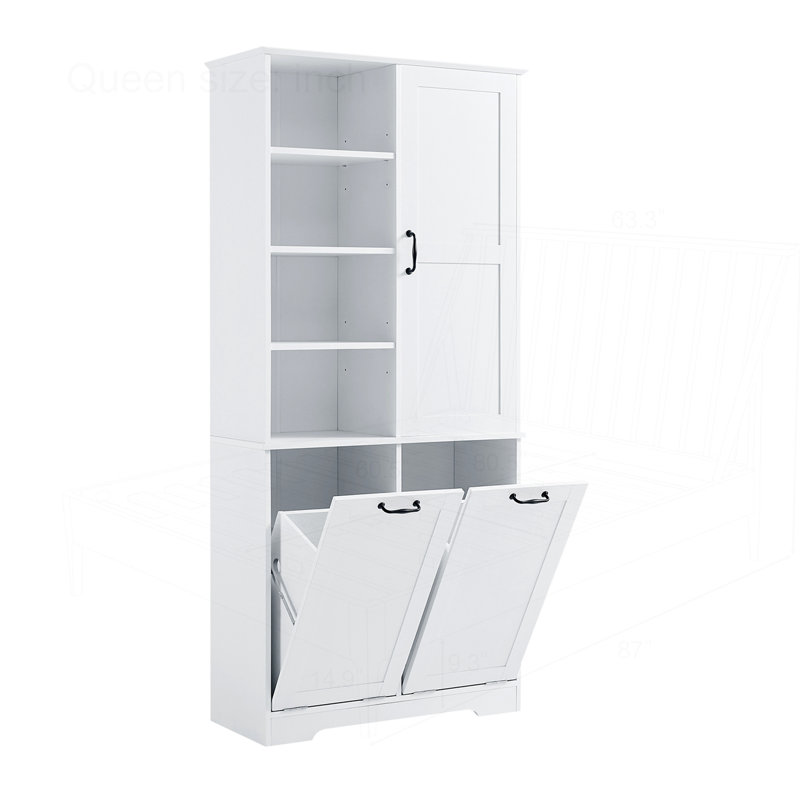 Bathroom Storage Cabinet with Doors and Drawers, White