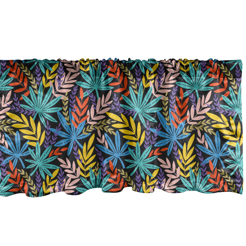 Ambesonne Leaves Valance Pack of 2 Creative Spread Layout Art Multicolor