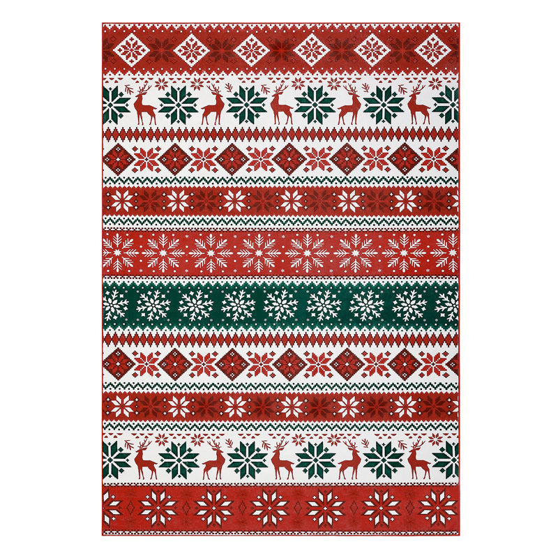 Christmas Area Rug for Living Room Machine Washable Winter Rug Snowflake Non-Slip Rug Xmas Holiday Accent Rug for Bathroom Bedroom