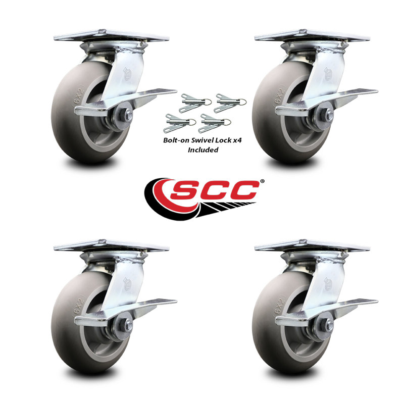 Thermoplastic Caster with Ball Bearings and Brake