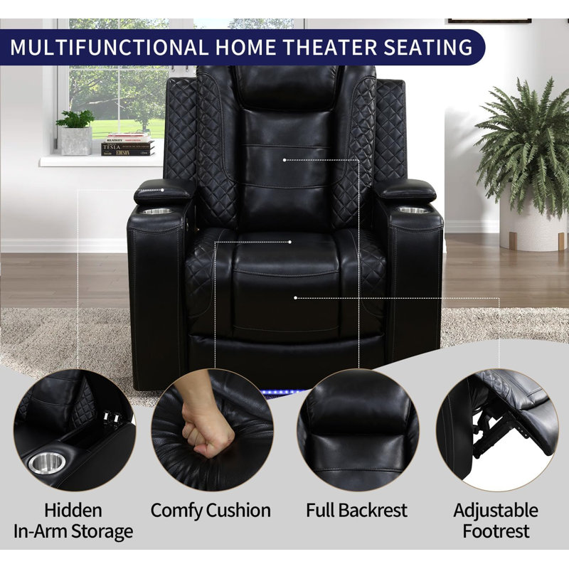 Fauteuil inclinable modulaire en cuir noir