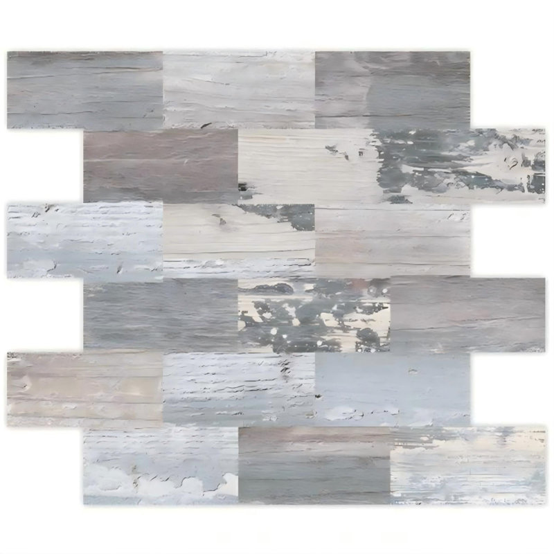 Carrelage mural auto-adhésif 13,5 po x 11,4 po pour la cuisine, 10 feuilles (gris épinette rustique)