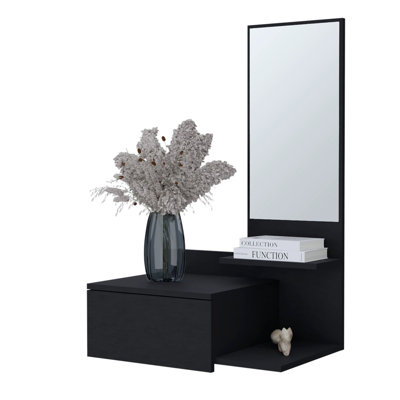 Black Floating Vanity With Included Mirror