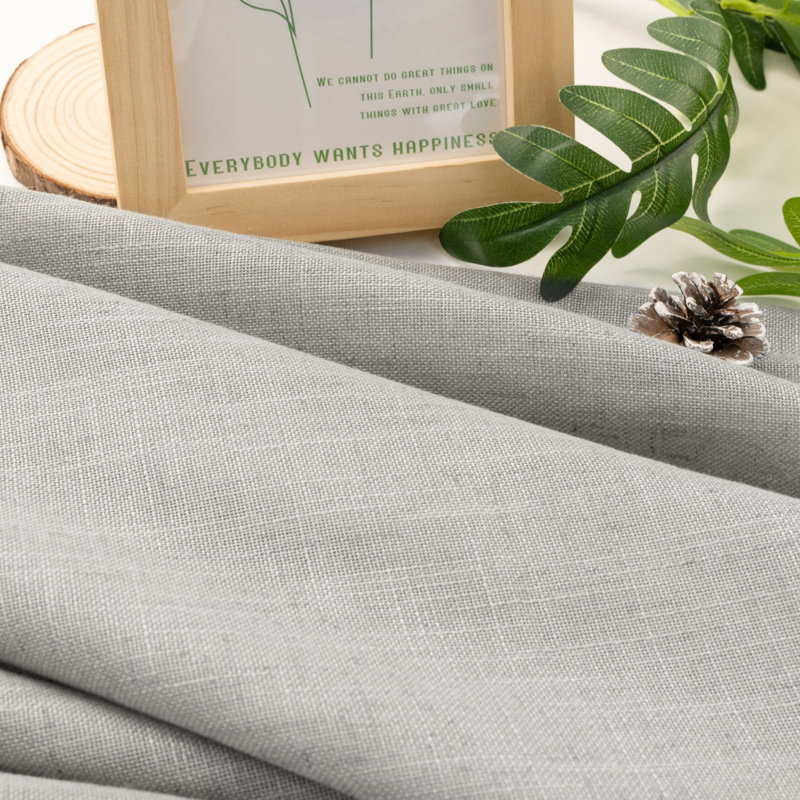 Paire de rideaux semi-transparents en lin, Gris, L 52 po x L 84 po