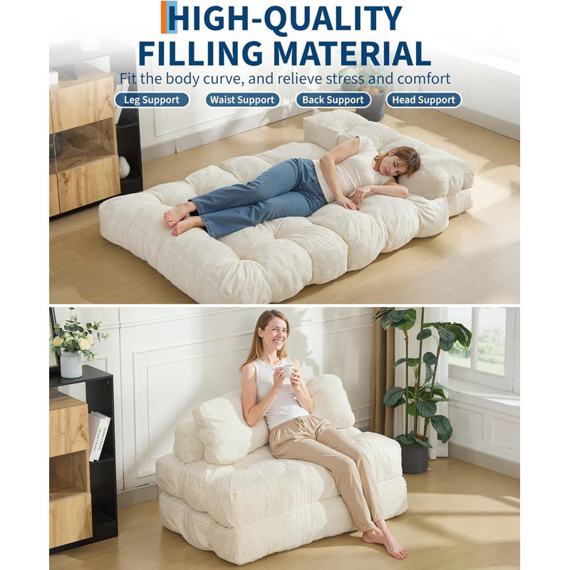 Canapé-lit convertible avec coussin, Beige