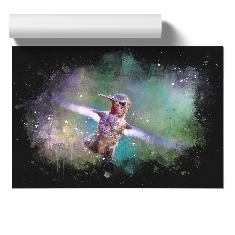 Hummingbird Paint Splash - Frameless Print, 30cm H x 42cm W x 0.1cm D