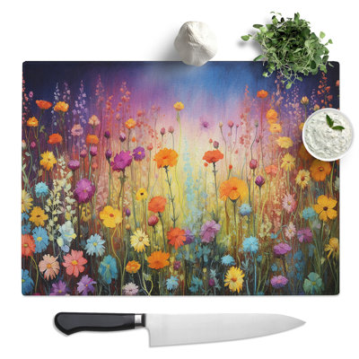 Floral Art Colour Field No.2  Glass Chopping Board