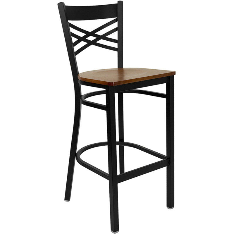 Tabouret de bar en métal Cyrille, Cerisier, 1
