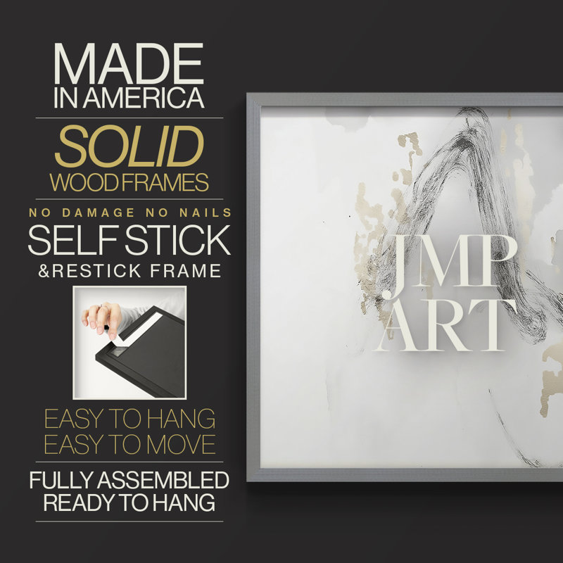 Abstract Series-XXXVI -Framed Print - Restickable, Grey, 16" H x 20" W