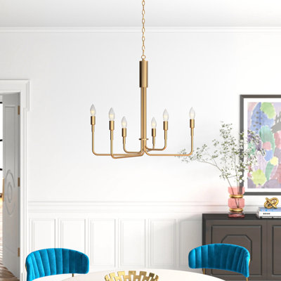 Jacinta 6 - Light Dimmable Gold Wagon Wheel Chandelier