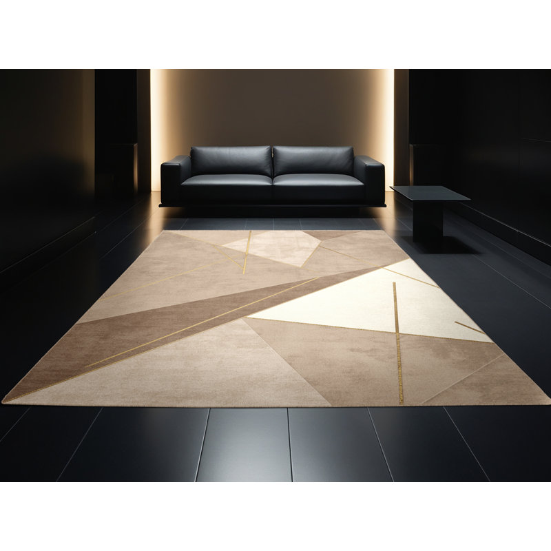 Tapis géométrique chic et luxueux lavable à la machine Manhasset, Rond 4 pi