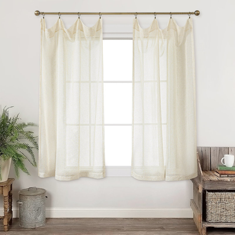 Paire de rideaux transparents avec passe-tringle Couey Farmhouse, Poussière de briques, L 52 po x L 84 po